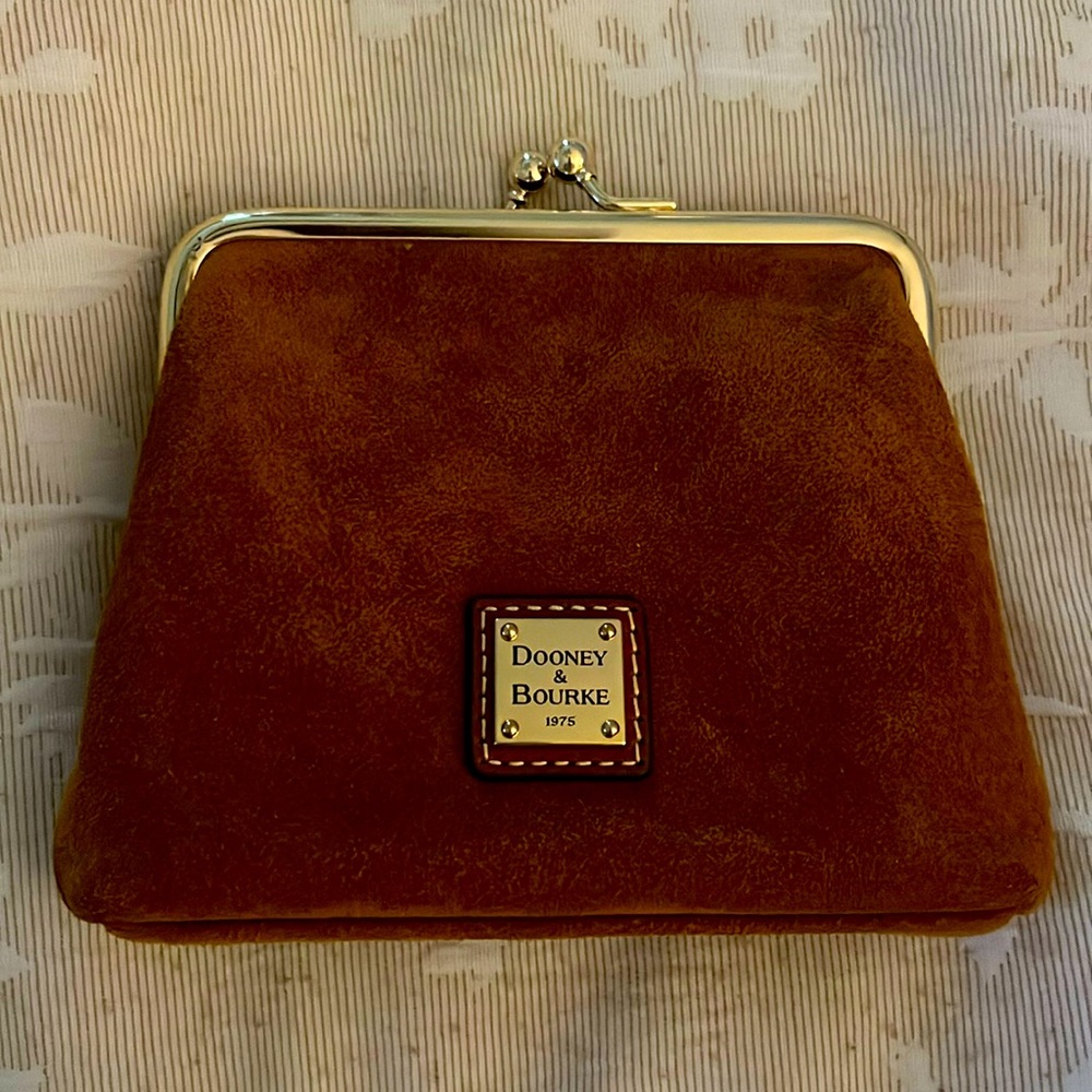 Dooney & Bourke coin purse with card slots cognac color
